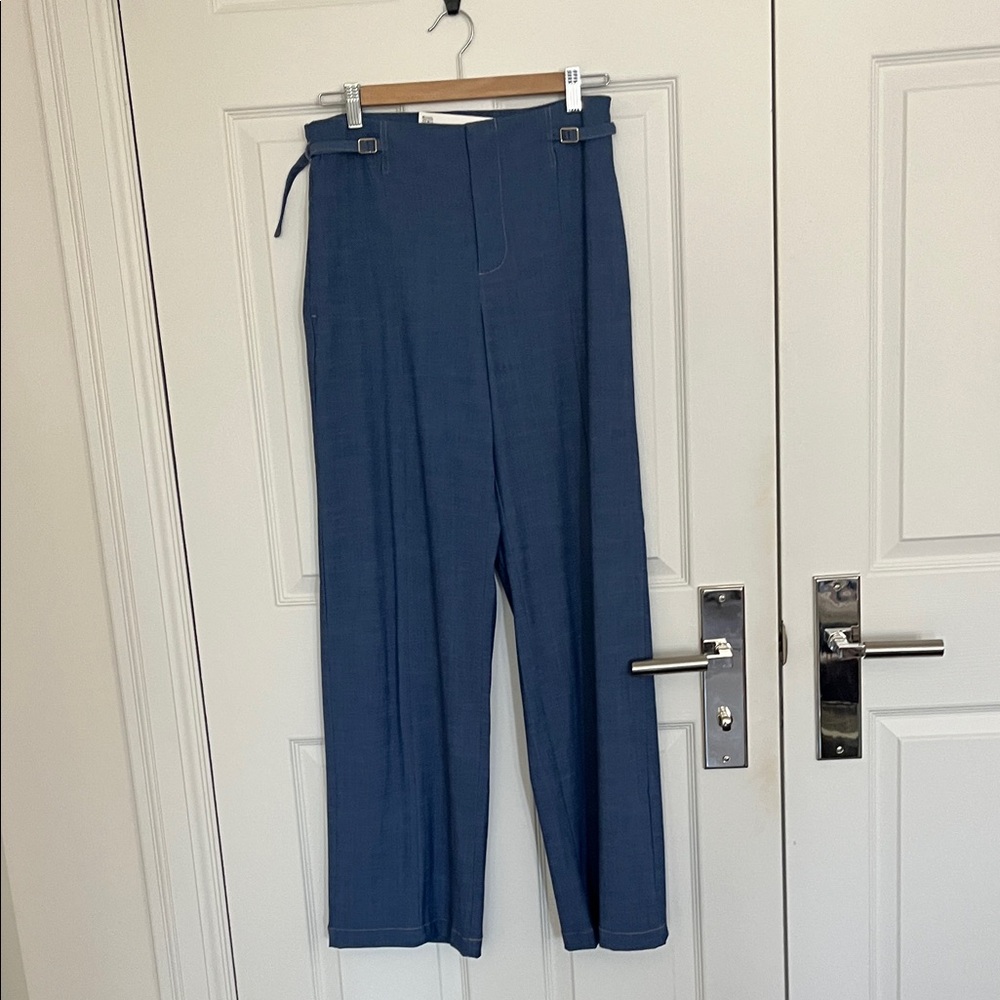 Zara Elegant blue Trousers w contrast stitch